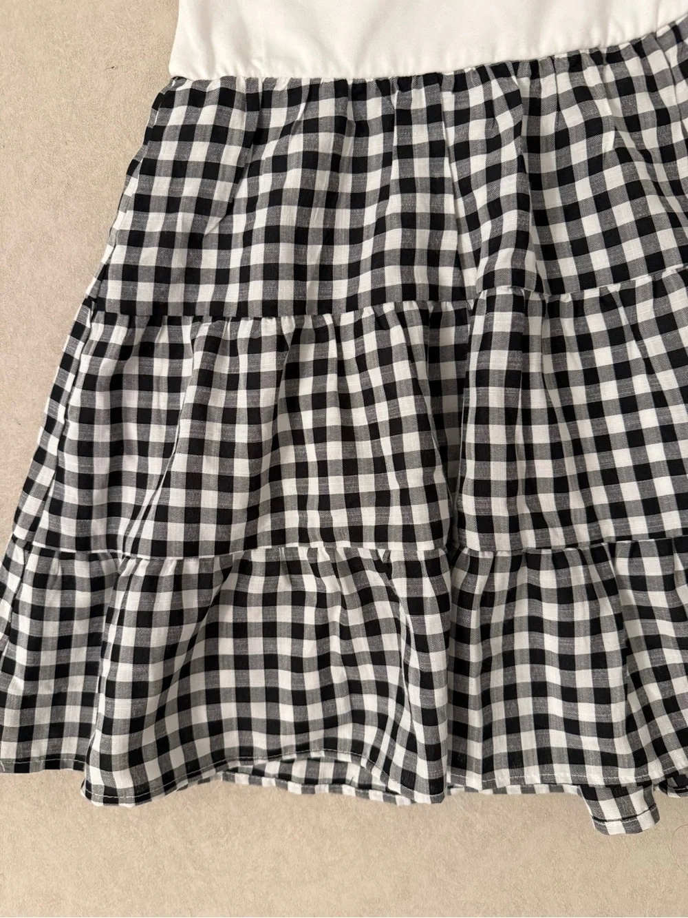 Thirty Thirty Strapless Gingham Tiered Mini Dress Size M Black White NWT - Picture 11 of 17